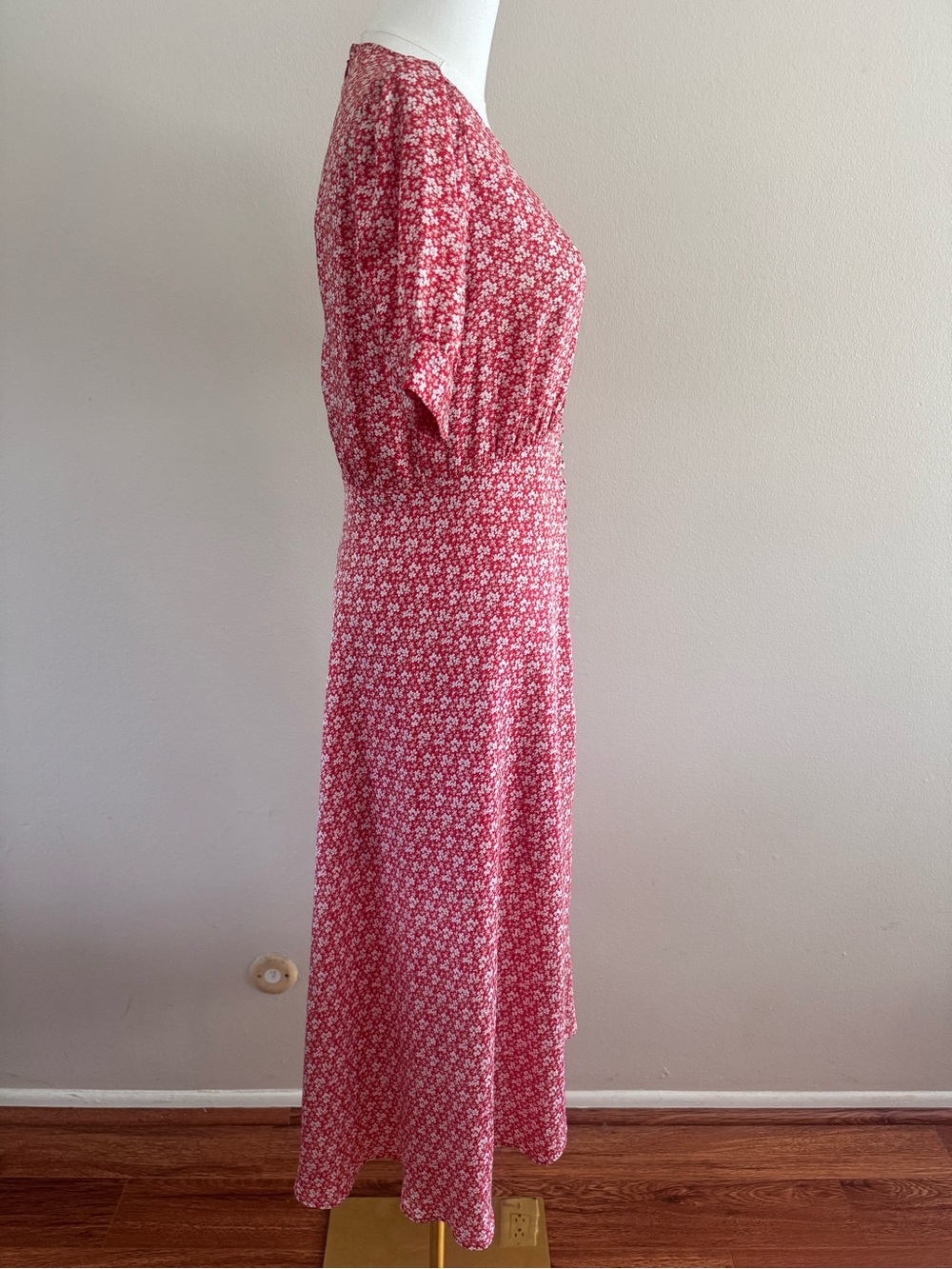 The Kooples Red Floral Button-Front Midi Dress - Picture 4 of 9